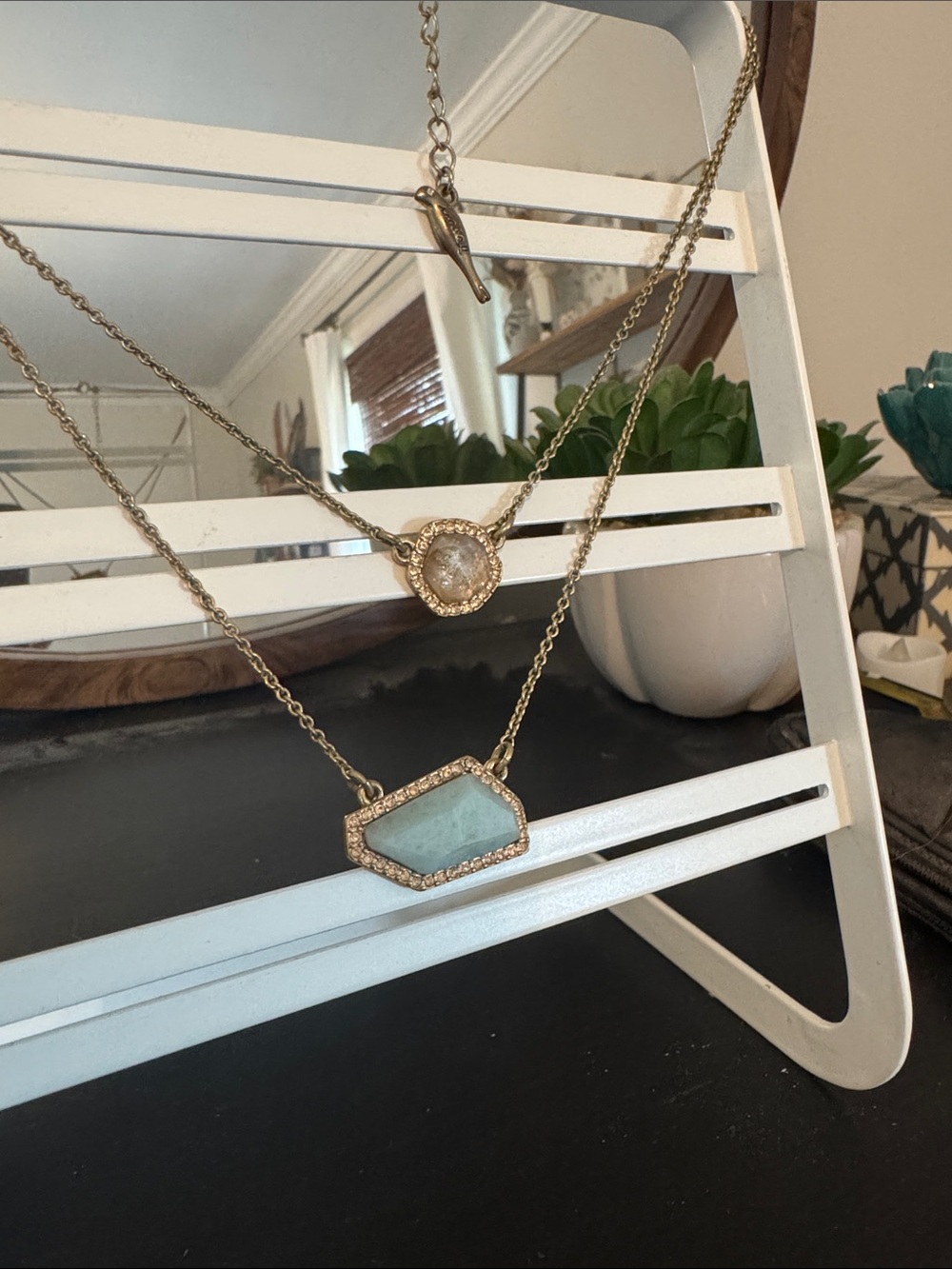 Gold Layered Necklace Set with Aqua and Crystal Pendants - Chloe + Isabel